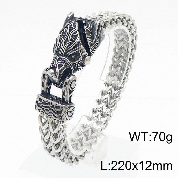 Viking Personalized Eagle Beak Wolf Head Snake Head Bracelet