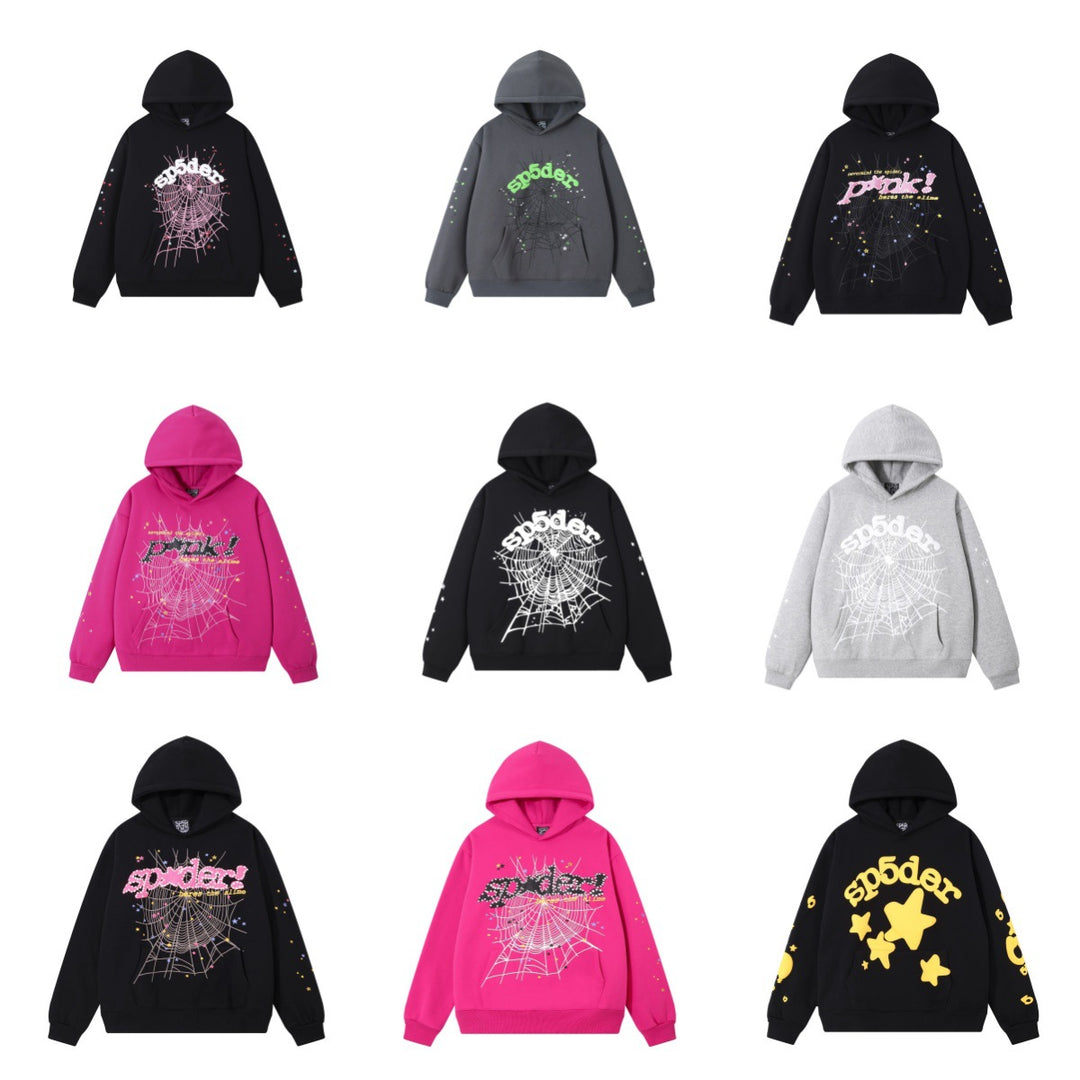 Sp5der foam letter 555 hoodie Pink Casual pants