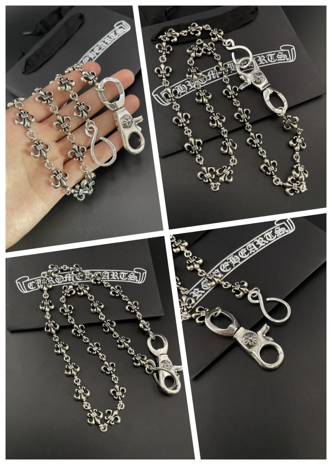 Chrome Hearts cross-shaped floral boat anchor dice pants chain