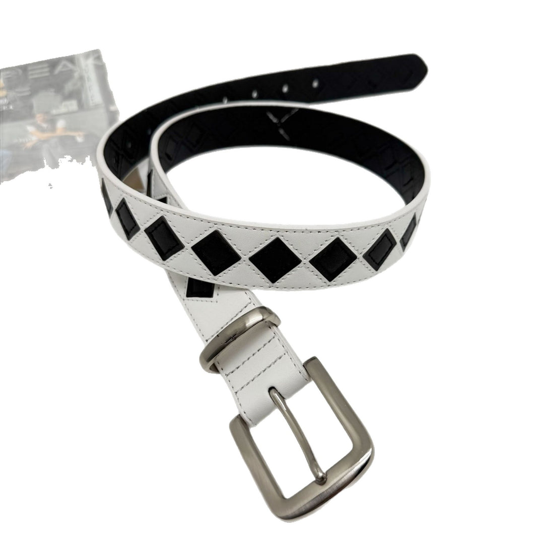 Minimalist Checkered Leather Belt