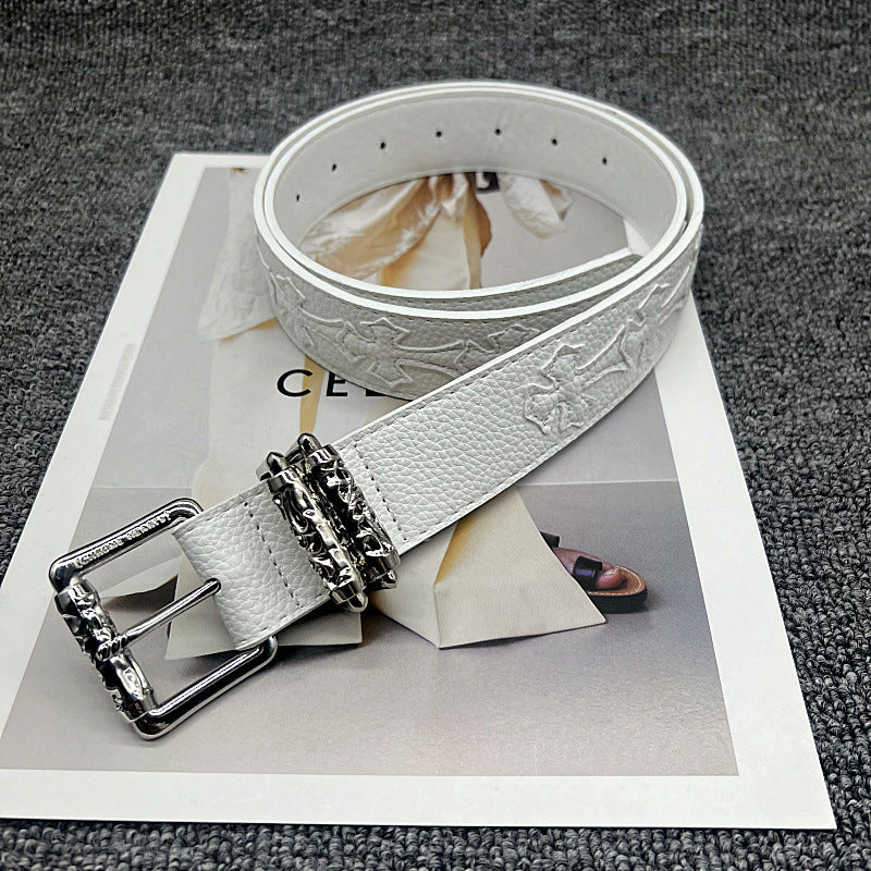 Chrome Hearts Leather pasted Roller type Hollow Vine Needle buckle Belt