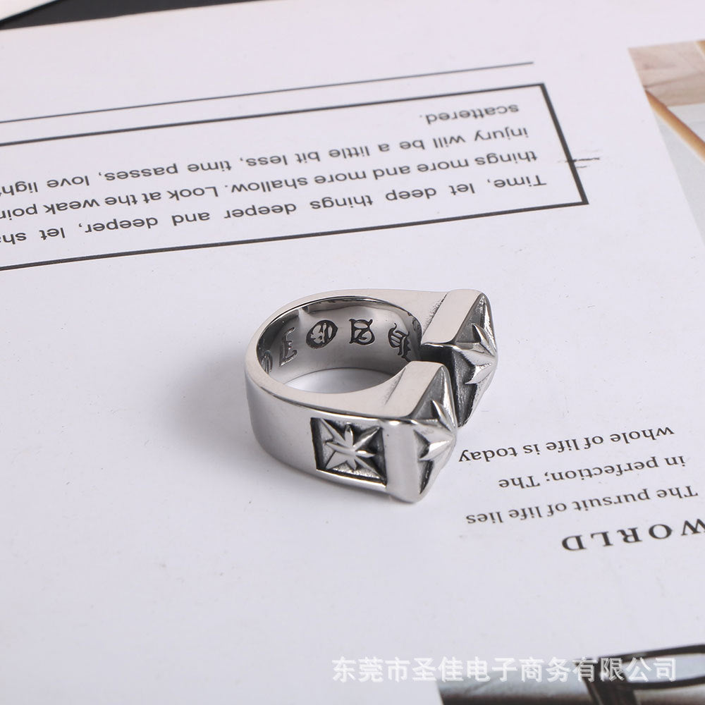 chrome hearts double-flower titanium steel rings