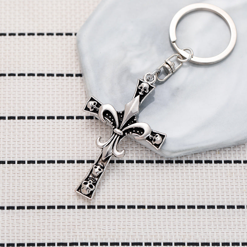 chrome hearts skull cross keychain