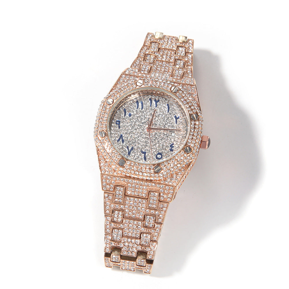 Full diamond Arabic dial hip-hop watch