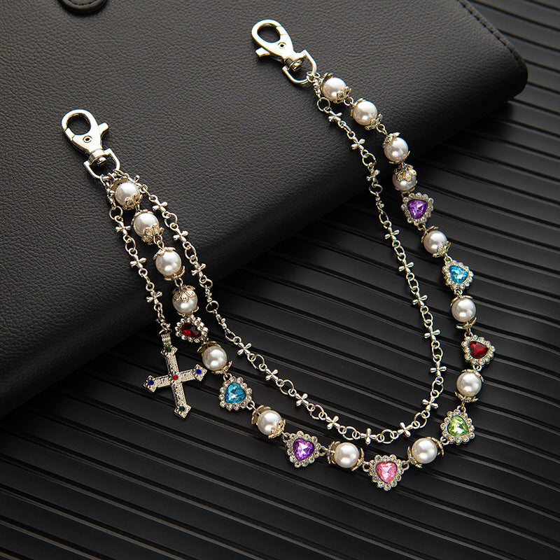 Rhinestone & Pearl Jewelry Set: Bracelet, Necklace, and Waist Chain