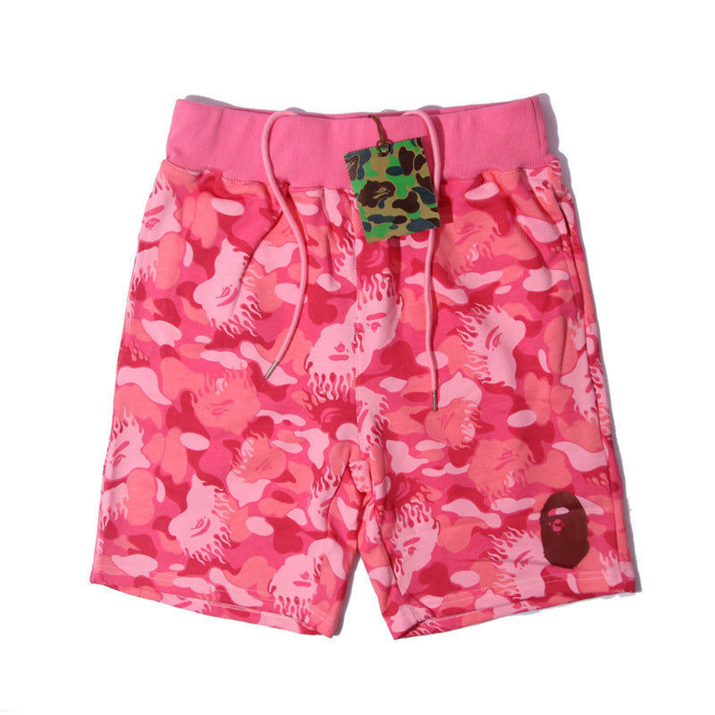 BAPE camouflage letter shark shorts five-point casual pants