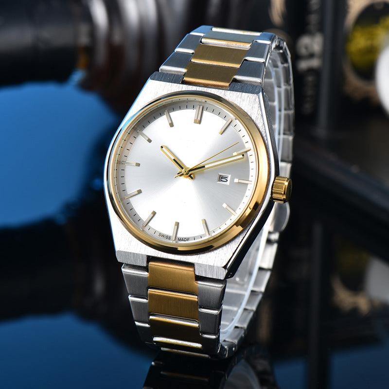 Classic Simple and Generous Solid Steel strap Watch