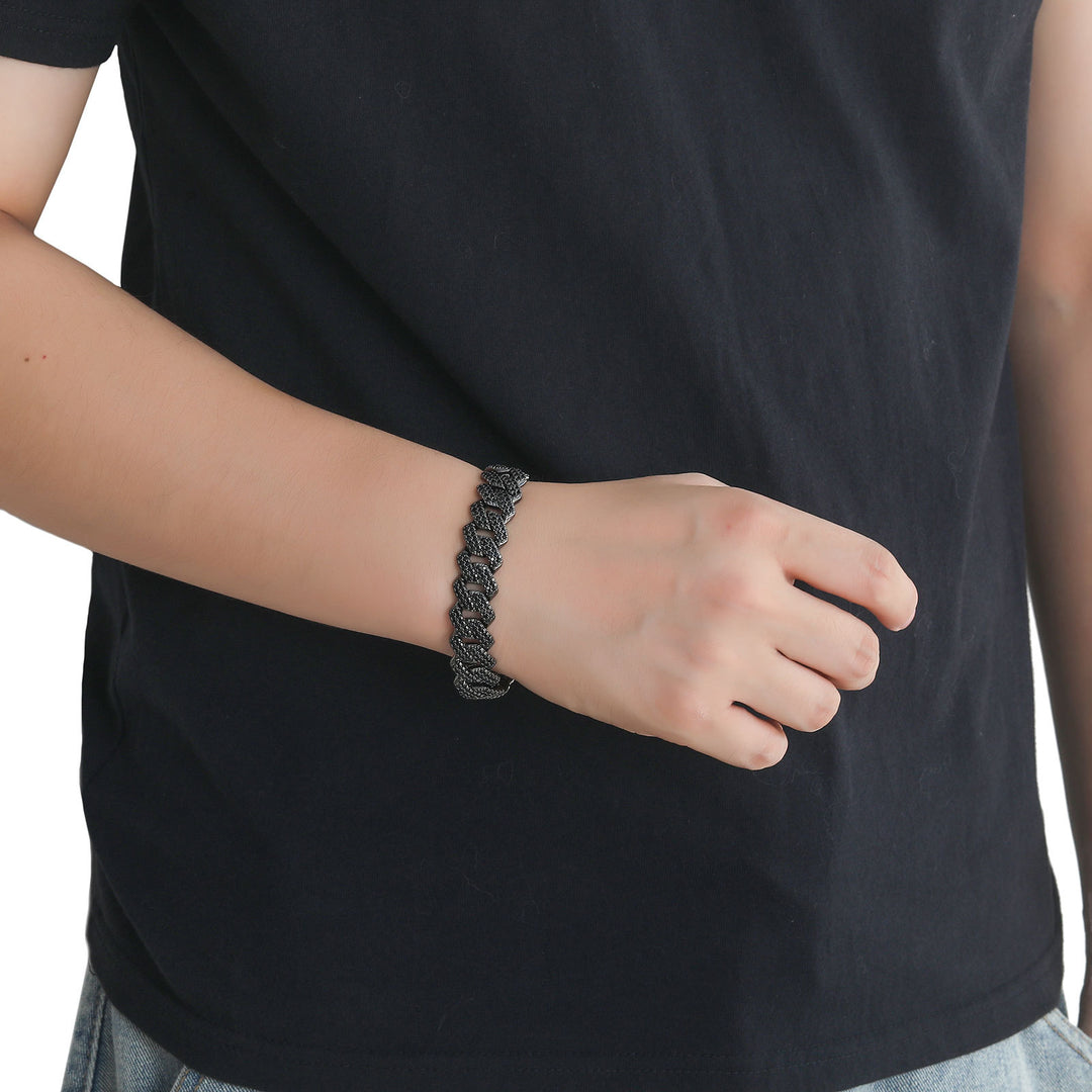 Hip-Hop Black Zirconia Rhombus Cuban Link Chain