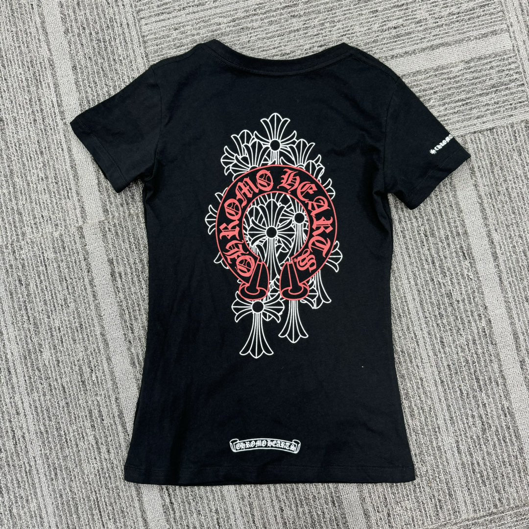 Chrome Hearts V-neck slim fit short-sleeved T-shirt