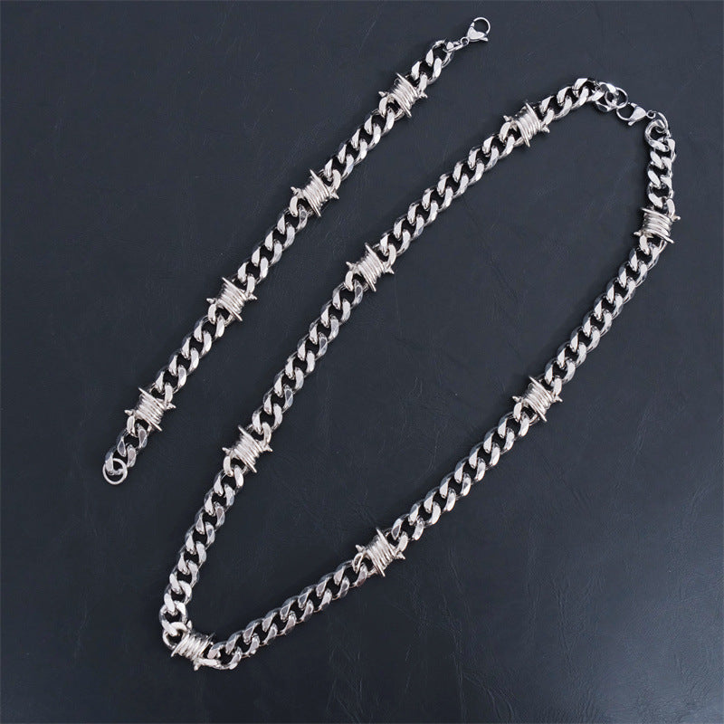 Hip Hop Thorn Cuban Chain Titanium Steel Necklace