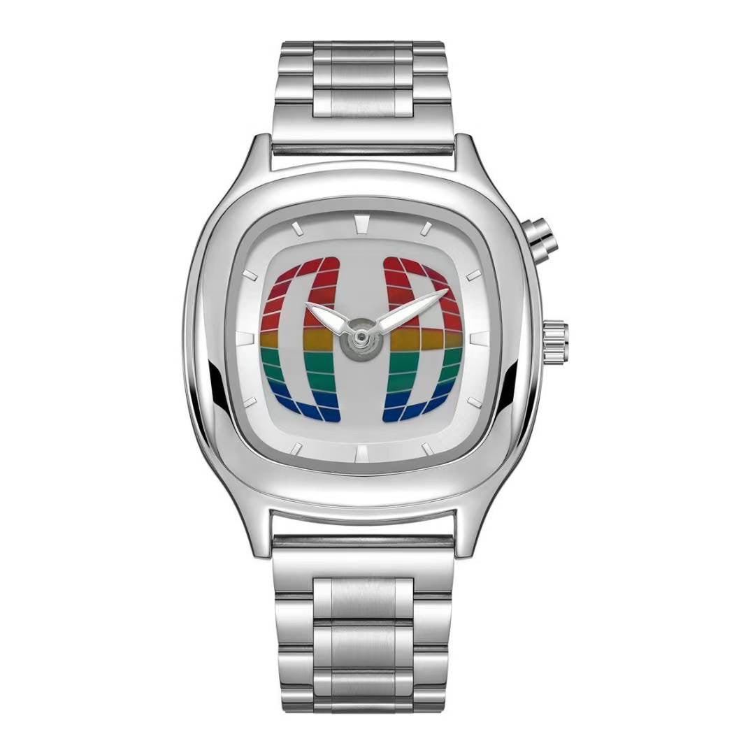 Y2K retro steel band deformable digital dynamic watch