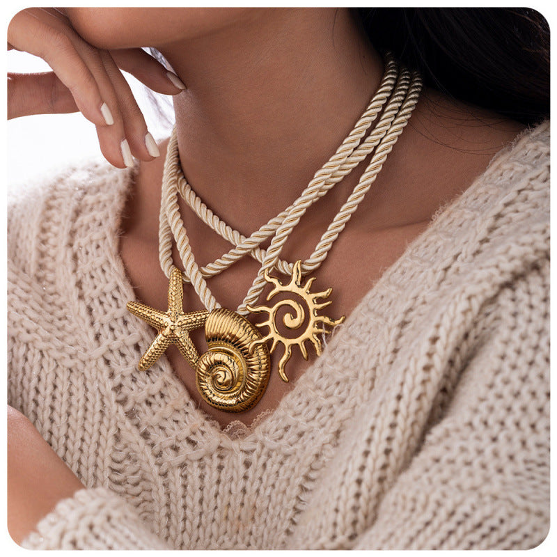 starfish necklace conch sun thick rope necklace