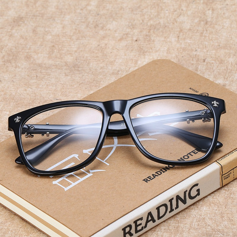 Trendy thick-rimmed non-prescription large-framed eyeglasses