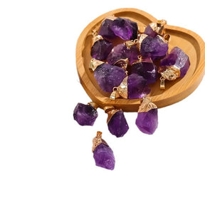 Natural amethyst gold-plated pendant