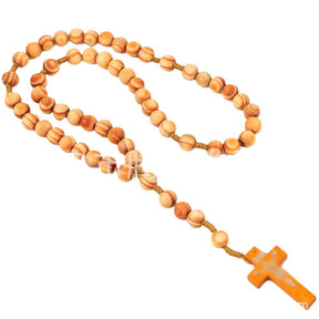 rosary necklace wooden beads cross necklace