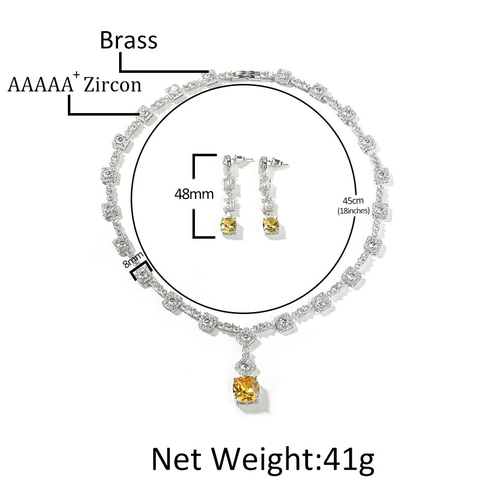 Copper-Set Zircon & Citrine Necklace and Earring Set