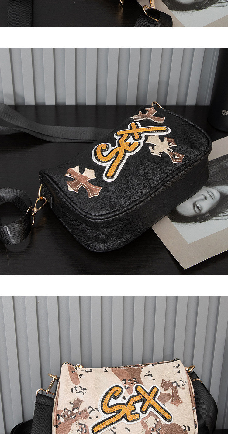 Chrome Hearts cross camouflage PU leather crossbody bag
