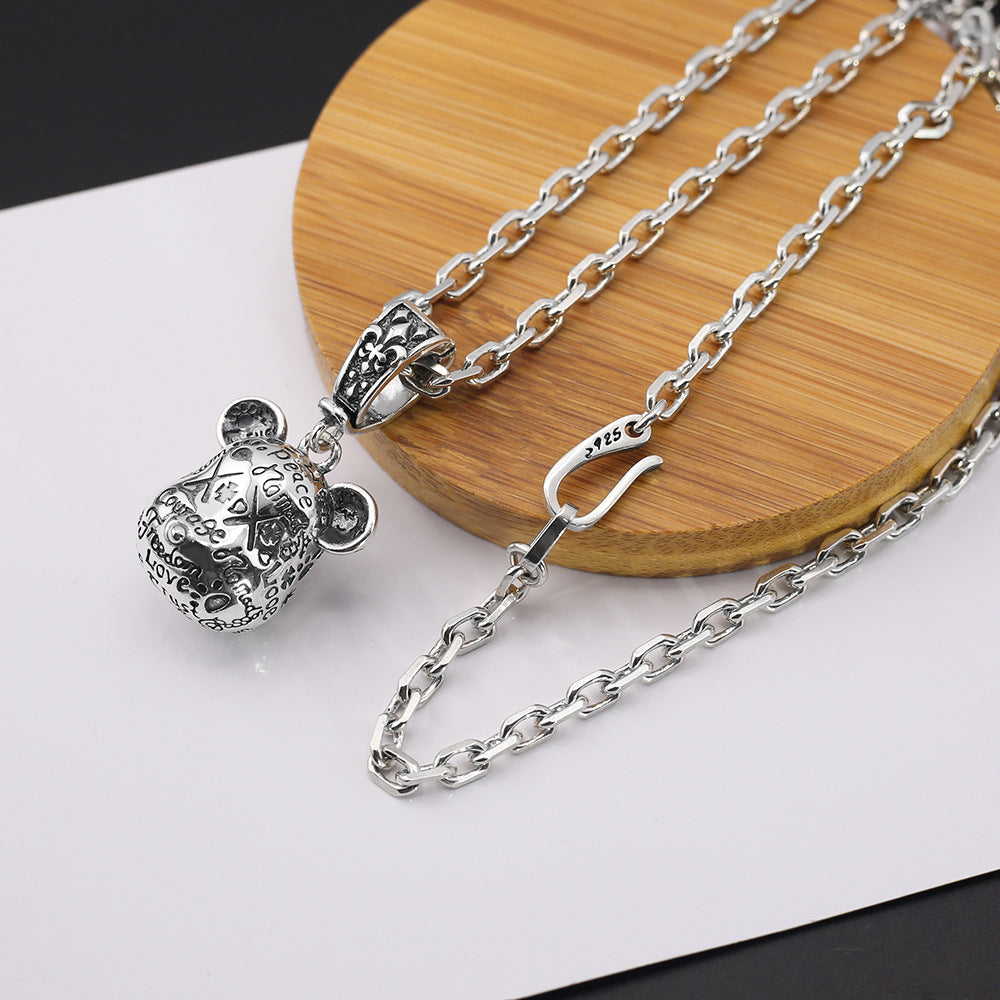 Retro Cute violent bear necklace