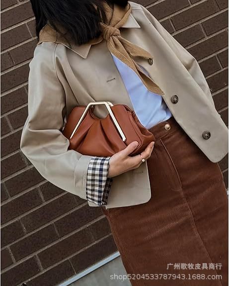 Retro PU "Cloud" Ruched Handbag