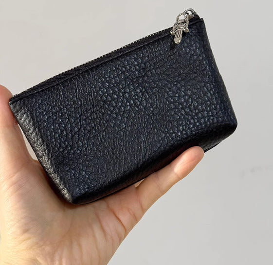 Chrome Hearts top-grain leather cross coin purse