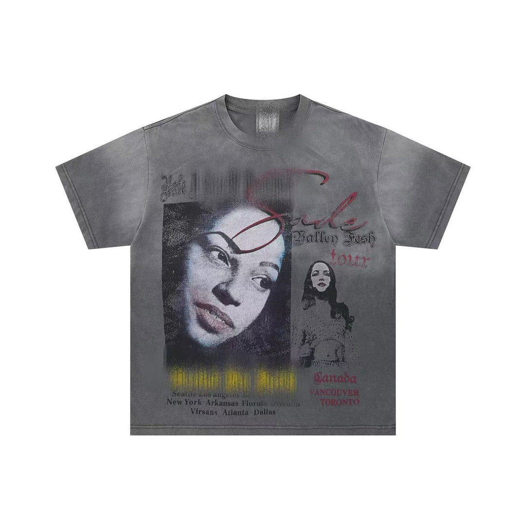 VAL Washed and Distressed Streetwear T-Shirt