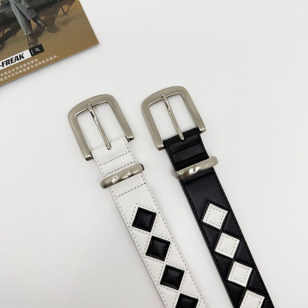Minimalist Checkered Leather Belt