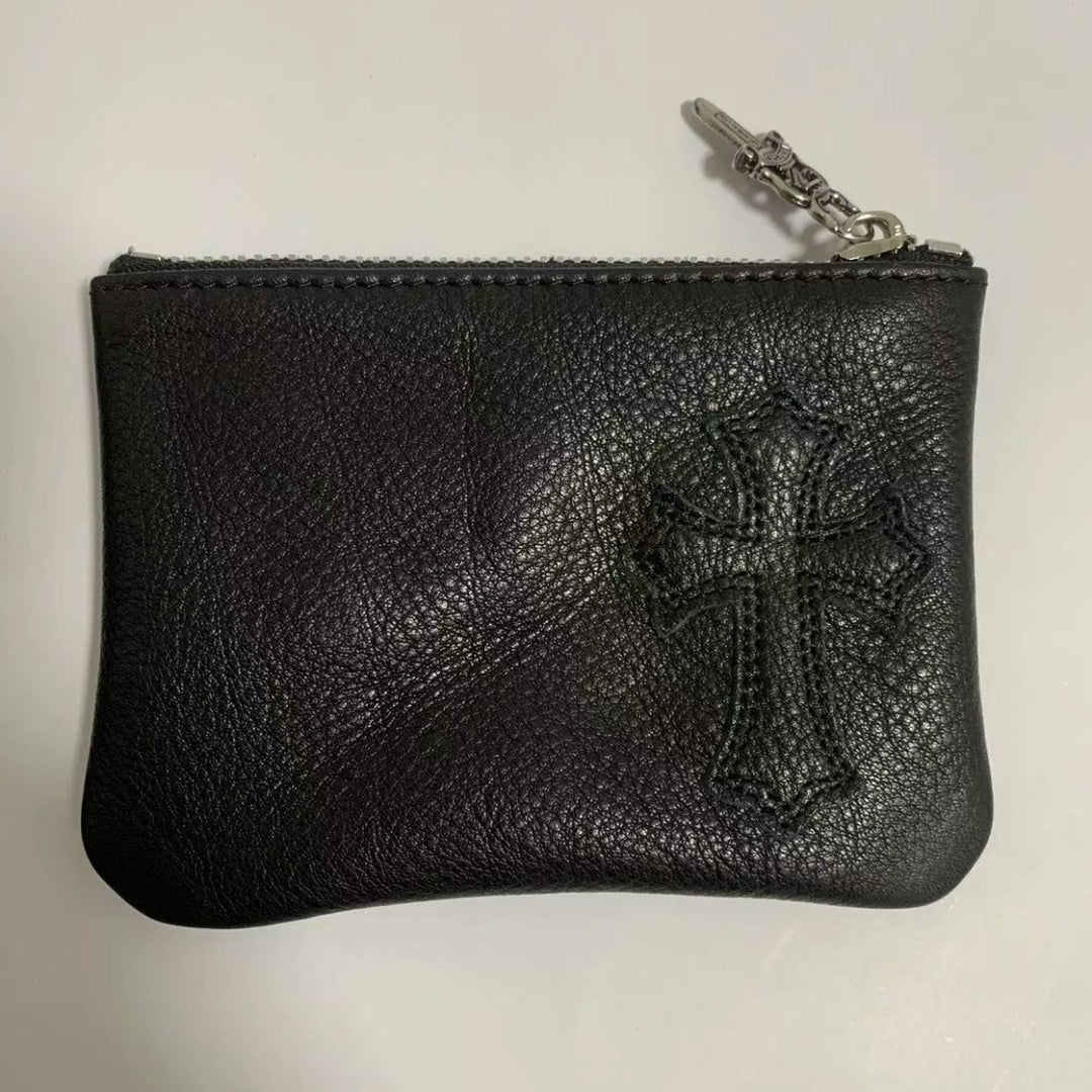 Chrome Hearts cross sword zipper card holder