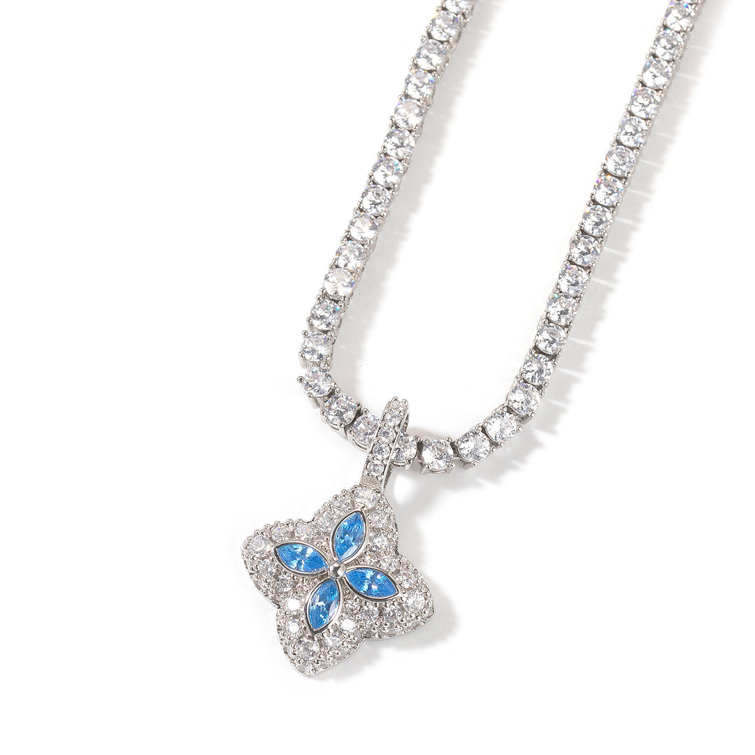 Cubic Zirconia Colorful Four-Leaf Clover Pendant