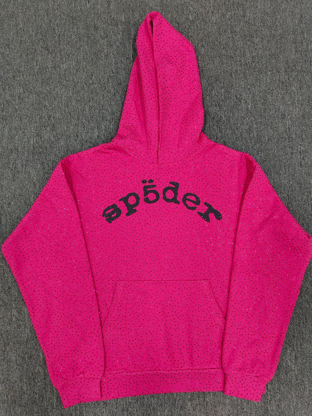 Multi-color full-hot rhinestone Sp5der spider web hoodie