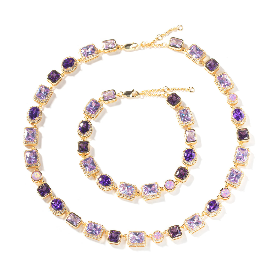 10mm Geometric Purple Gemstone Necklace