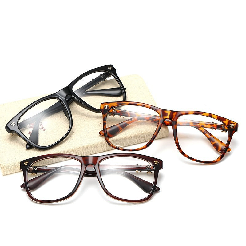 Trendy thick-rimmed non-prescription large-framed eyeglasses