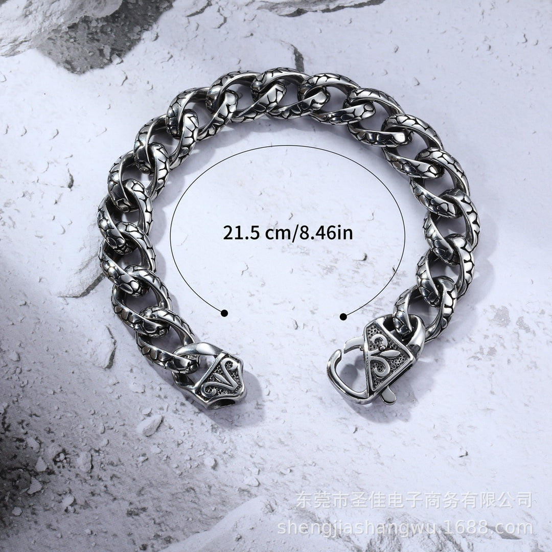 Retro Hip Hop Leopard Print Stainless Steel Bracelet