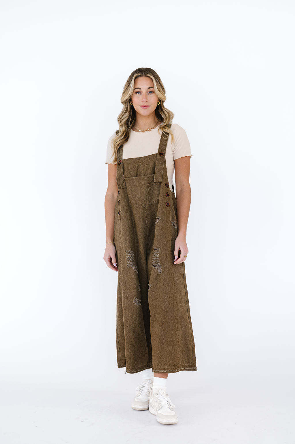Vintage Distressed Ripped Loose-Fit Wide-Leg Denim Overalls