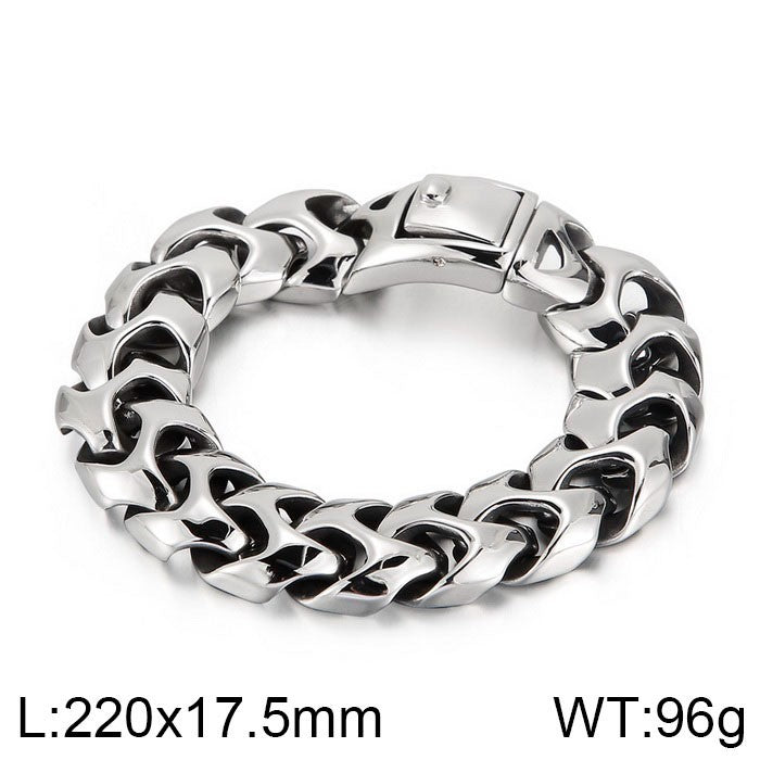 Bold punk dragon bone square snap buckle bracelet