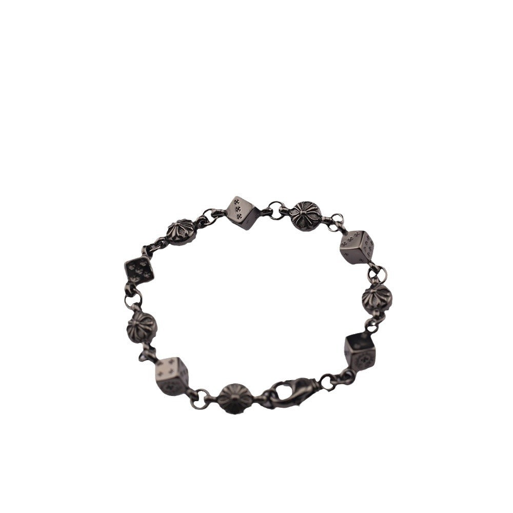 chrome hearts black cross flower dice bracelet