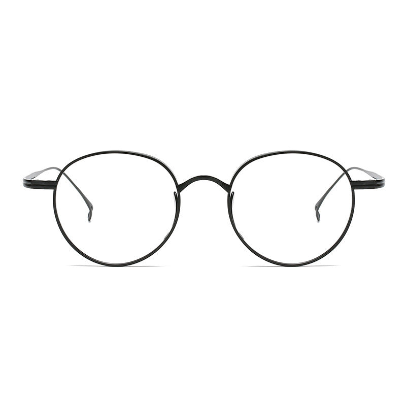 Oval pure titanium wide rim retro glasses frame