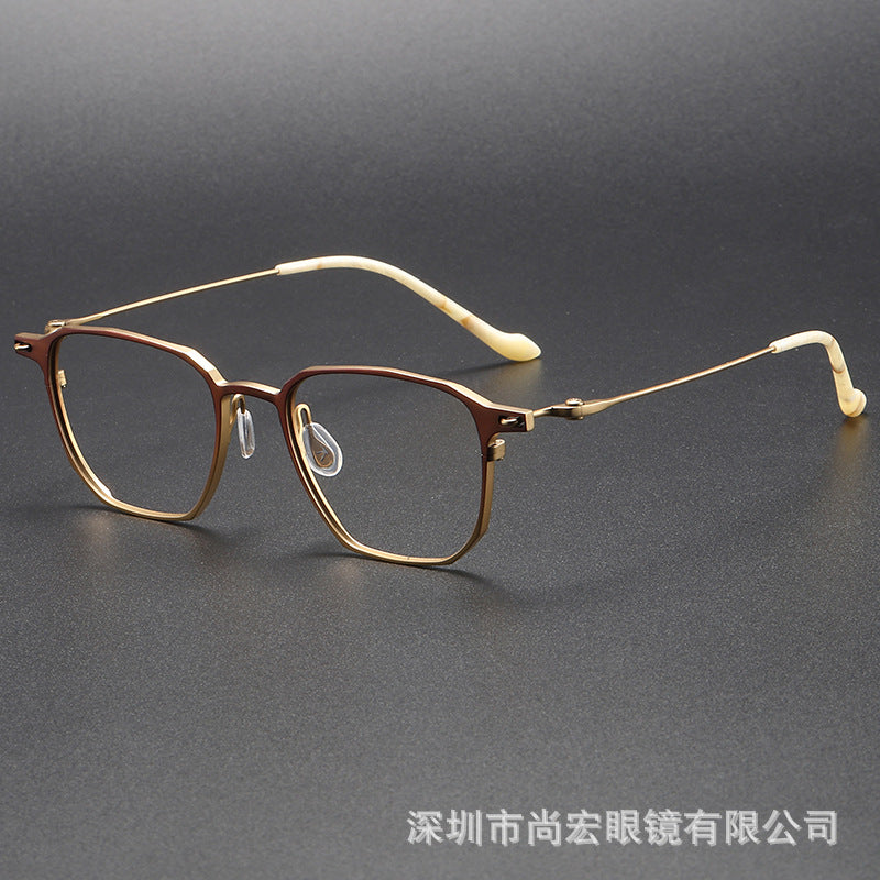 Business and fashionable titanium plate square frame glasses