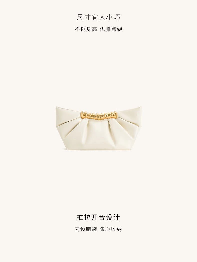 Ruched Clutch with Metal Clasp