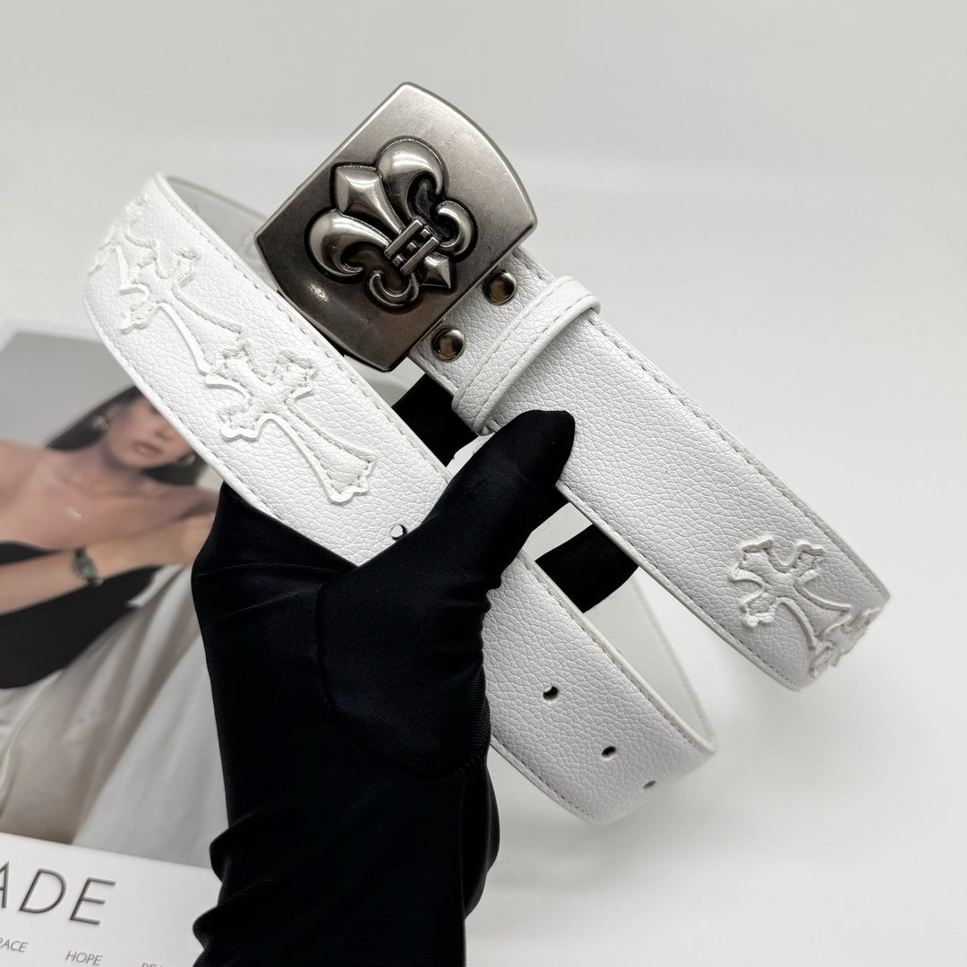 Chrome Hearts roller cutout smooth buckle belt
