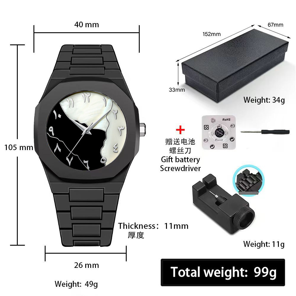 Sports-Style Waterproof Plastic Watch with Arabic Numerals