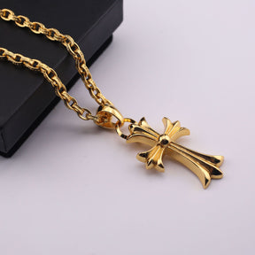 chrome hearts gold cross necklace