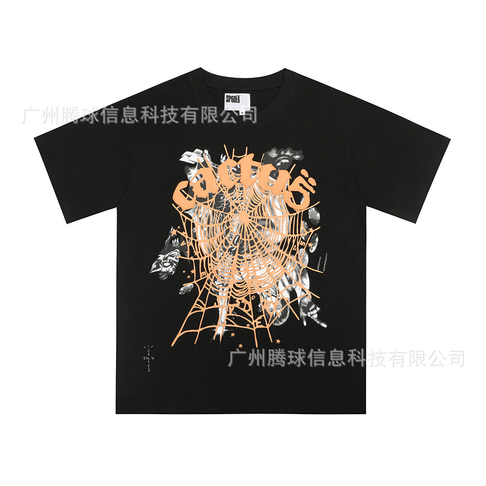 Sp5der short-sleeved foam letter T-shirt