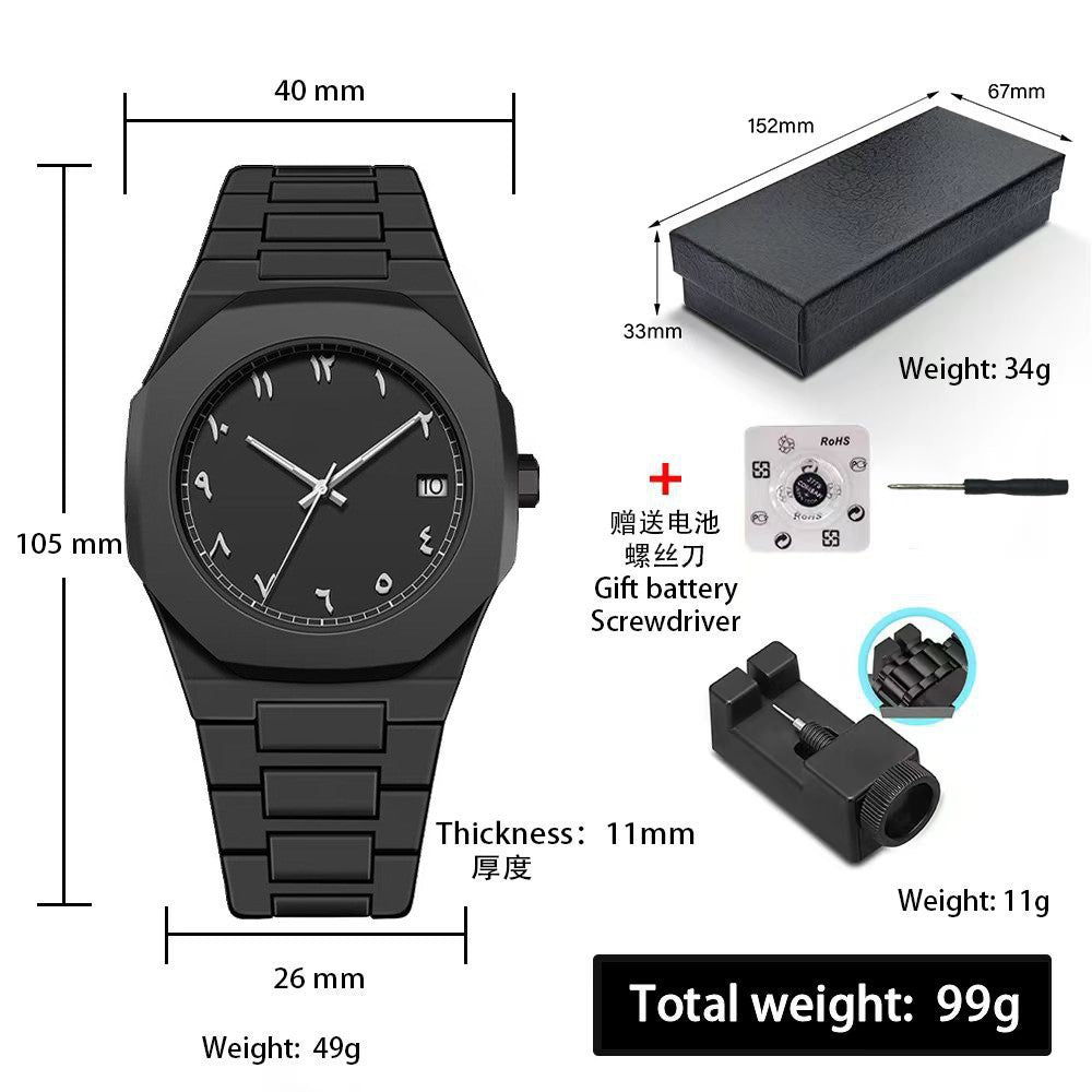 Sports-Style Waterproof Plastic Watch with Arabic Numerals