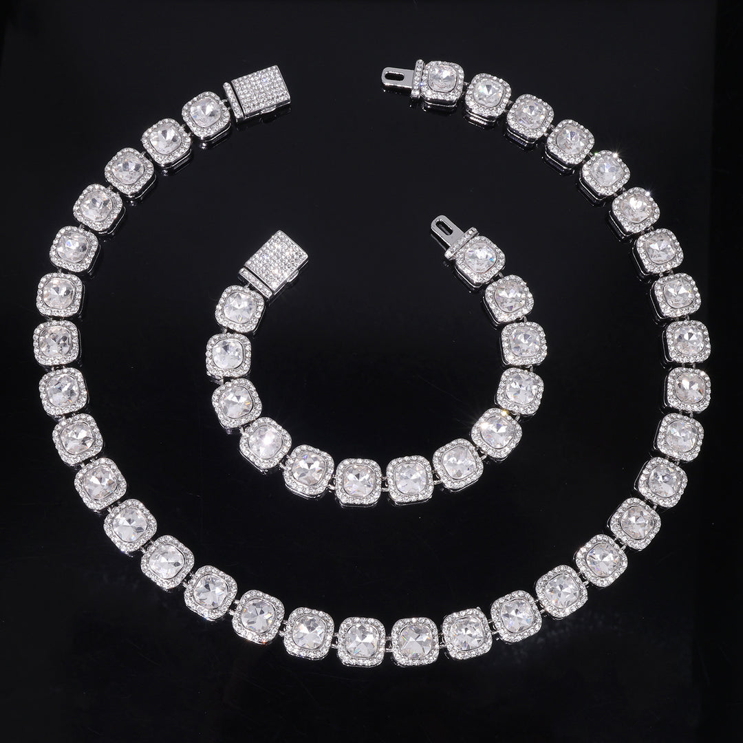 12mm flip-top rhinestone-encrusted candy chain necklace