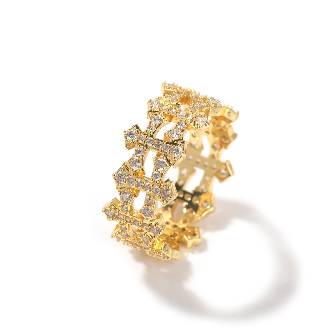9mm Double-Sided Cross-Shaped Zircon Ring