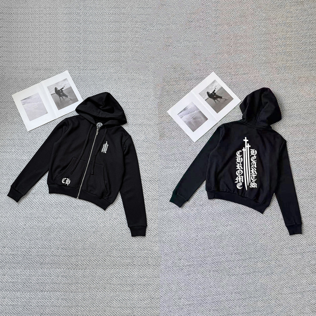 Chrome Hearts Sanskrit Sword Printed Zippered Hoodie