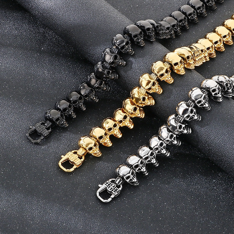 Hip-hop skull men's titanium steel bracelet