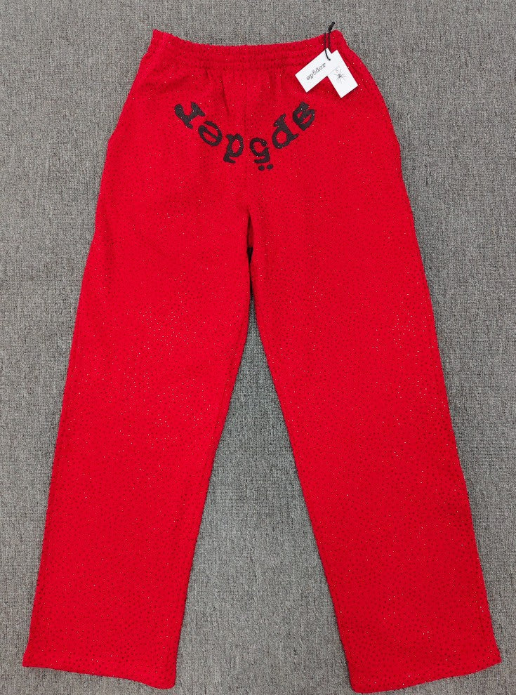 Sp5der full-rhinestone hoodie and sweatpants