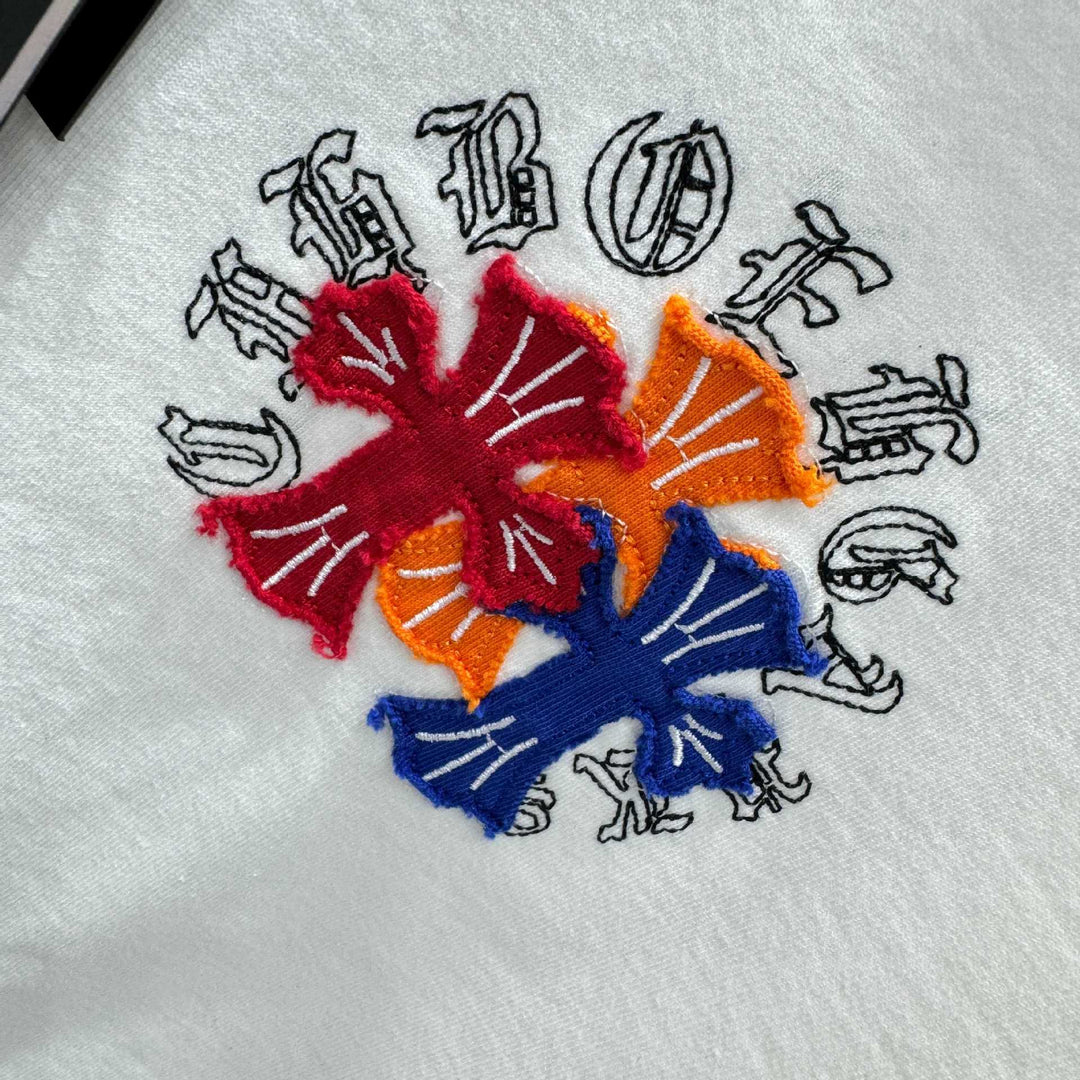 Chrome Hearts Washed Appliqué Embroidered Short-sleeved T-shirt