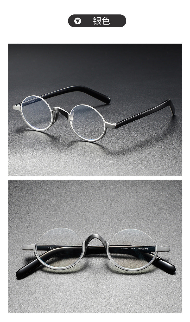 KMN80 round semi-rimless pure titanium glasses